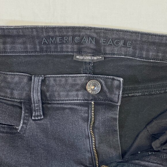 American Eagle Next Level Stretch Distress Destroyed Skinny Denim Jeans Black 8 - Picture 11 of 14